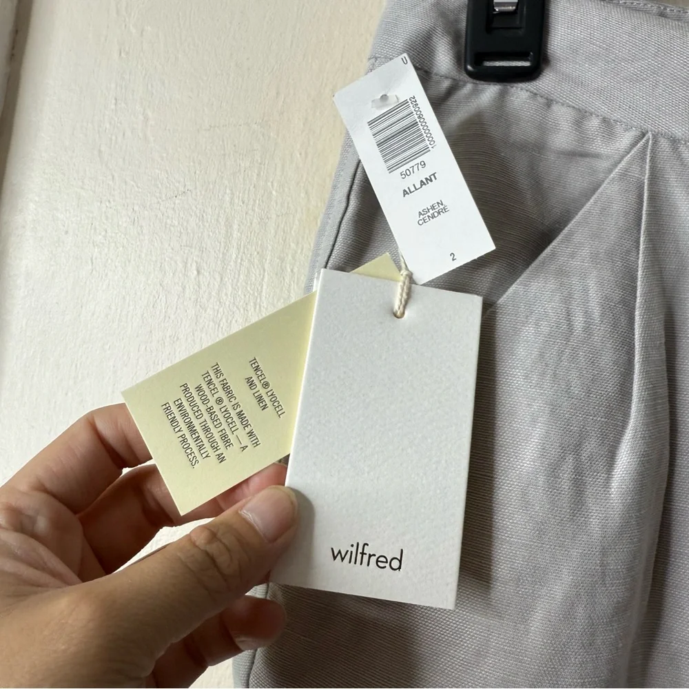 Wilfred Gray Linen Blend Slant Drawstring Trouser Pants NWT